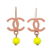 CHANEL Gold-Plated Earrings Women's Pink/Yellow