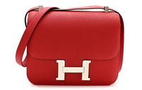 HERMES Constance Canvas With Leather Shoulder Bag Crossbody Bag Women's Chili Red