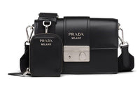 PRADA Leather Shoulder Bag Crossbody Bag Women's Black