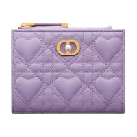 DIOR Jolie Heart-Shaped Wicker Lambskin Wallet Women's Light Purple