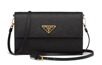 PRADA Saffiano Leather Money Clip Crossbody Bag Shoulder Bag Women's Black