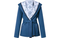LOUIS VUITTON Reversible Long Hooded Wrap Coat Coats Women's Sky Blue