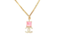 CHANEL Rhinestone Necklaces Unisex Gold