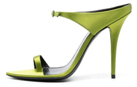 SAINT LAURENT Dive Buckle-embellished Satin Sandals