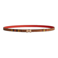 HERMES Calfskin Leather Belts Women's Brown Red Width 1.3CM