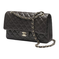 CHANEL Sheepskin Shoulder Bag Women's Dark Brown