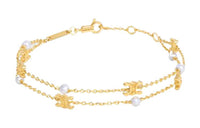 CELINE Les Perles CELINE Double Bracelet In Brass With Gold Finish And Resin Pearls