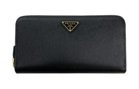 PRADA Cow Leather Wallet Tubas Women's Black