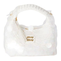 MIU MIU Wander Series Cotton Shoulder Bag, Crossbody Bag, Handbag Mini Women's White