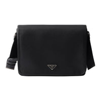 PRADA Calfskin Shoulder Bag Men's Black