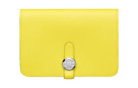 HERMES Evercolor Calfskin Wallet Women's 9R Lime Lemon