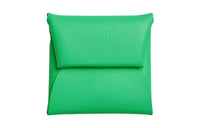 HERMES Bastia Epsom Calfskin Coin Purses Wallets Women's Comic Green