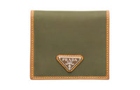 PRADA Recycled Nylon Wallet Men's Army Green & Caramel