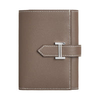 HERMES Bearn Madame Calfskin Wallet Women's 18 Etoupe Elephant Gray