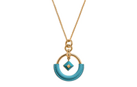 HERMES Calfskin Metal Gold-Plated Necklaces Women's Blue