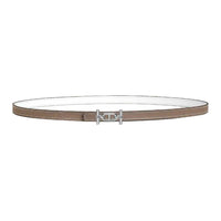 HERMES Calfskin Leather Belts Women's Taupe/White Width 1.3cm