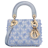 DIOR Lady Dior Mulberry Silk Shoulder Bag, Crossbody Bag, Handbag Extra Mini Women's Space Blue