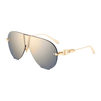 DIOR Metal Irregular Shape Sunglasses Women's Gold