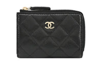 CHANEL Diamond Pattern Calfskin Wallet Women's Black