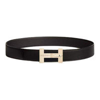 HERMES Logo Design Pin Buckle Calfskin Leather Belts Men's Multicolor 3.8cm