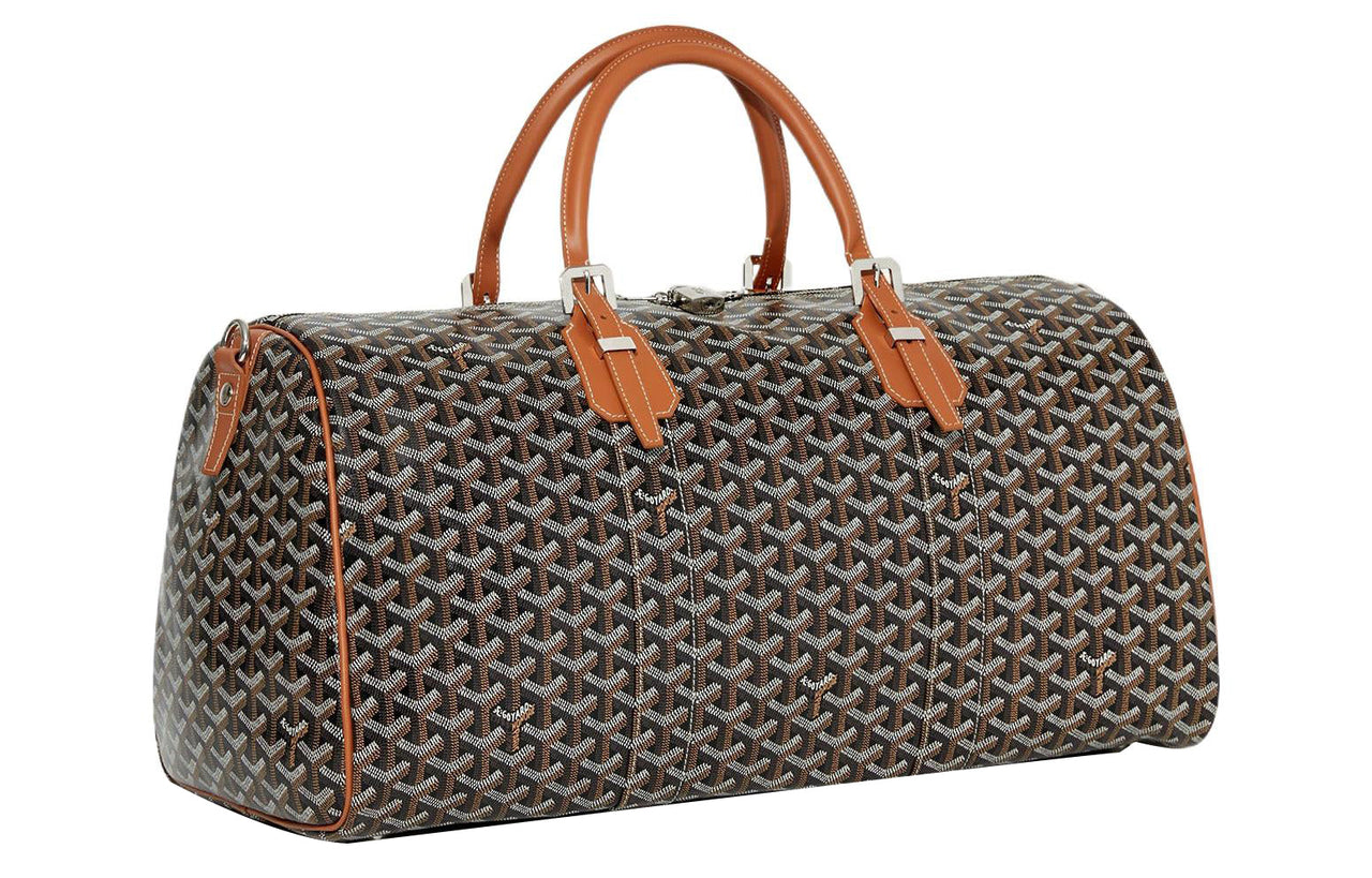 GOYARD Canvas With Calfskin Dog's Teeth One Shoulder Crossbody Portable Travel Bag Unisex Black/Brown