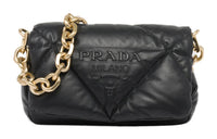 PRADA Soft Sheepskin Leather Patchwork Portable Crossbody Bag Shoulder Bag Women's Black