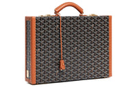 GOYARD Manoir Canvas With Leather Briefcases Small Size Unisex Black/Tan