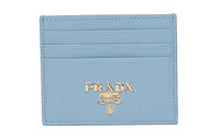PRADA Leather Card Holder Women's Light Blue