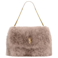 SAINT LAURENT Niki Feather Handbag Shoulder Bag Extra Large Unisex Taupe