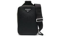 PRADA Calfskin Messenger Bag Sling Bag Regular Men's Black