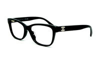 CHANEL Plastic Rectangular Eyeglass Frames Unisex Black