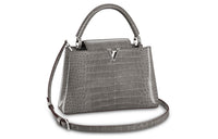LOUIS VUITTON Capucines Polished Crocodile Leather Shoulder Bag Crossbody Bag Handbag Medium Size Women's Gray