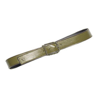 CHANEL Sheepskin Metal Leather Belts Women's Green -