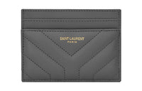 SAINT LAURENT Cow Leather Card Holder Women's Gray