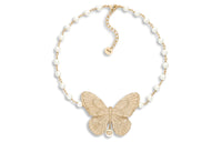 DIOR Resin Pearl Metal Necklaces Women's Gold