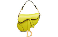 DIOR Sheepskin Saddle Bag Handbag, Shoulder Bag Women's Green Yellow