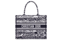 DIOR BookTote Embroidery Tote Bag Shopping Bag Handbag Medium Size Women's Navy