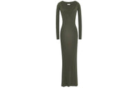 SAINT LAURENT V Neck Knitted Long Dress