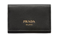 PRADA Leather Card Holder Women's Black