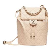 CHANEL Calfskin Backpack Women's Light Beige