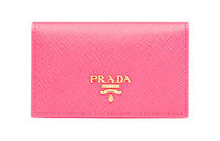 PRADA Saffiano Leather Card Holder Women's Pink Peony