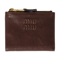 MIU MIU Sheepskin Wallet Small Size Women's Thorn Wood Color