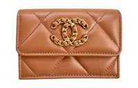 CHANEL 19Bag Lambskin Wallet Small Size Women's Brown