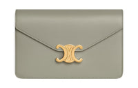 CELINE Shiny Cow Leather Shoulder Bag, Crossbody Bag, Wallet Mini Women's Gray Green