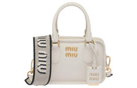 MIU MIU Leather Shoulder Bag Crossbody Bag Handbag Women's Ecru