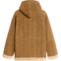 CELINE Hooded Parka In Triomphe Curly Lambskin