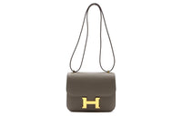 HERMES Constance Epsom Leather Shoulder Bag Crossbody Bag Mini Women's 8F Gris Etain Tin Gray