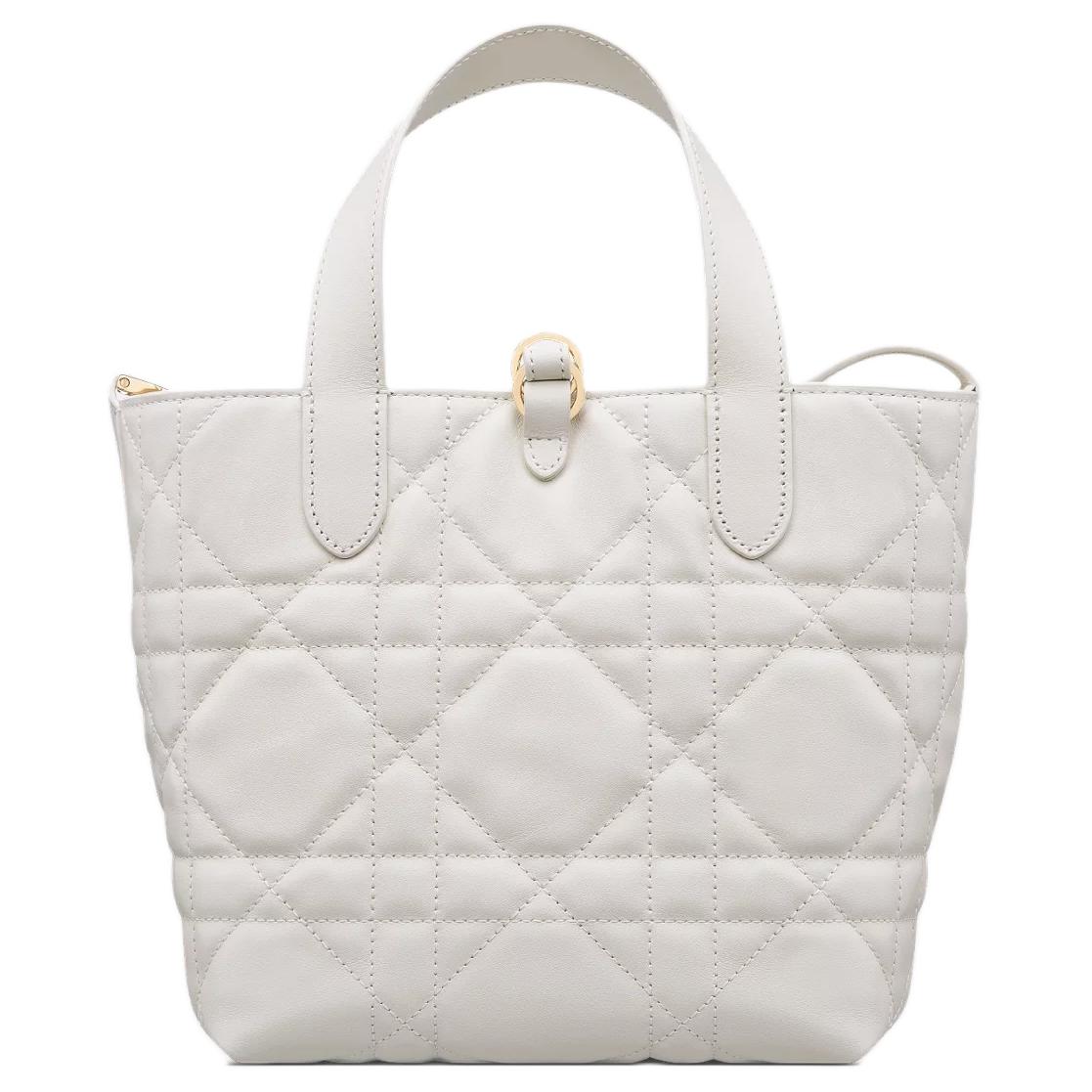 DIOR Toujours Cow Leather Basket Bag, Shoulder Bag, Crossbody Bag, Handbag Trumpets Women's Milk White