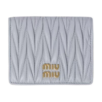 MIU MIU Matelassé Nappa Leather Wallet Trumpets Women's Pearl Gray