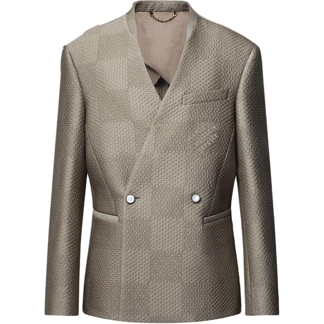 LOUIS VUITTON Damier Wool-Silk Jacquard Double-Breasted Jacket